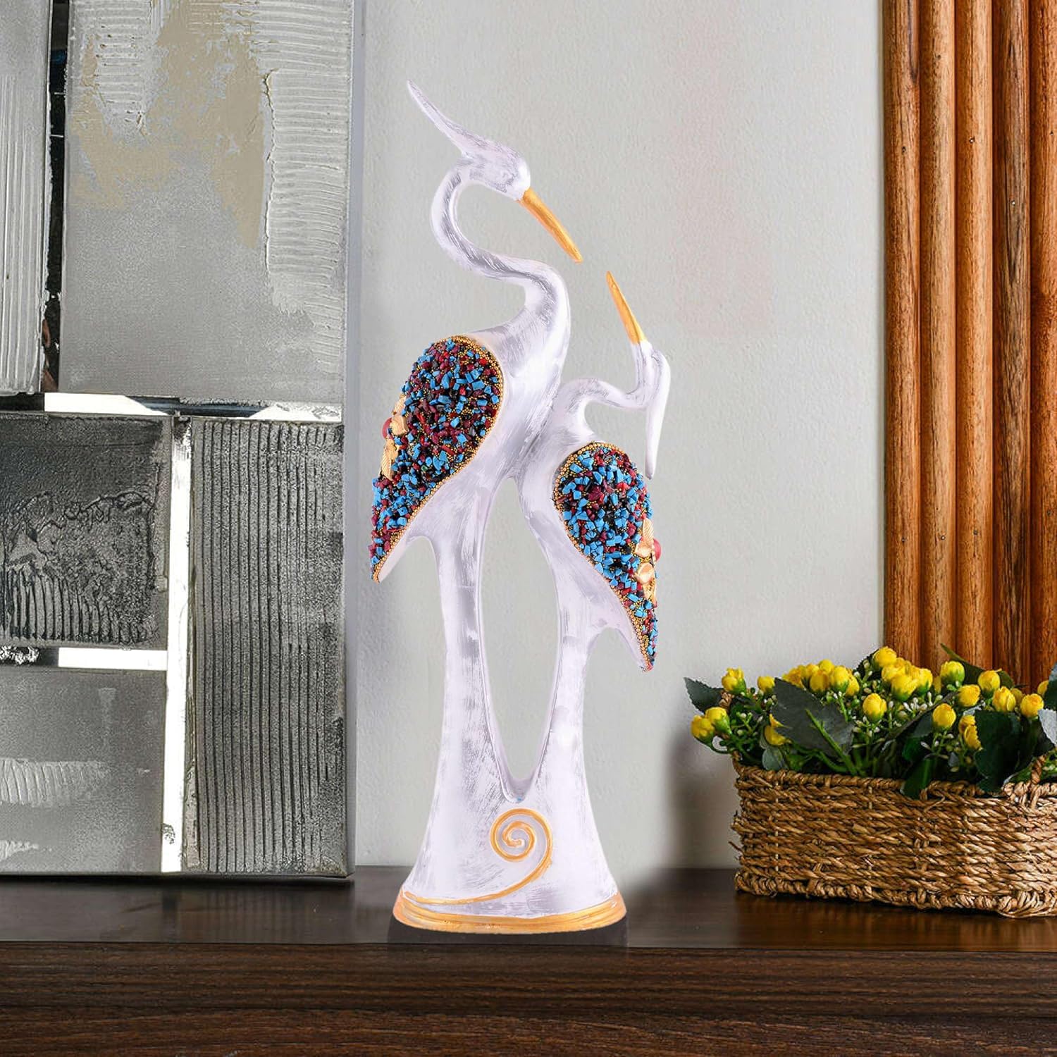 Good Luck White Swan Home Decor Showpiec...
