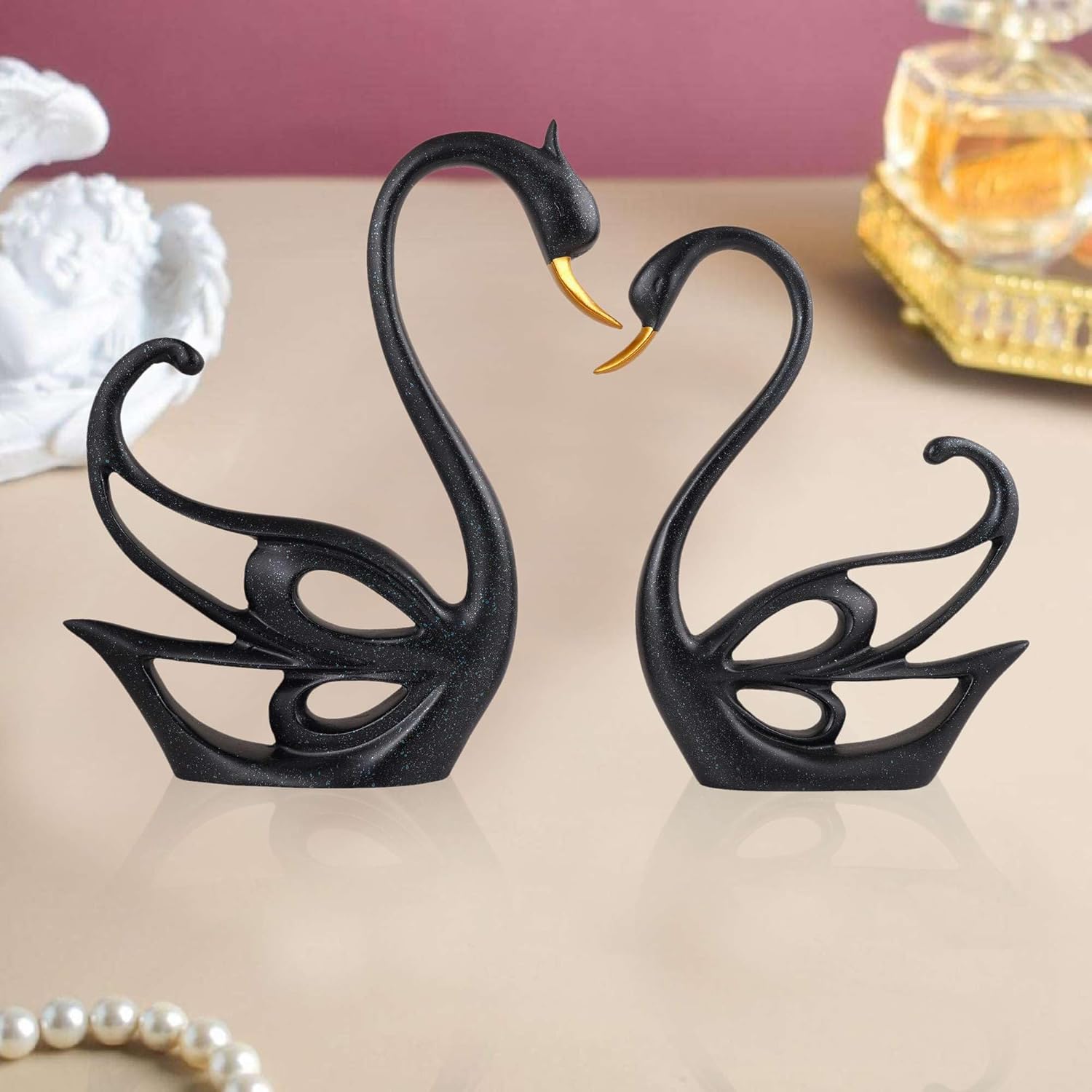 Good Luck Black Swan Home Decor Showpiec...