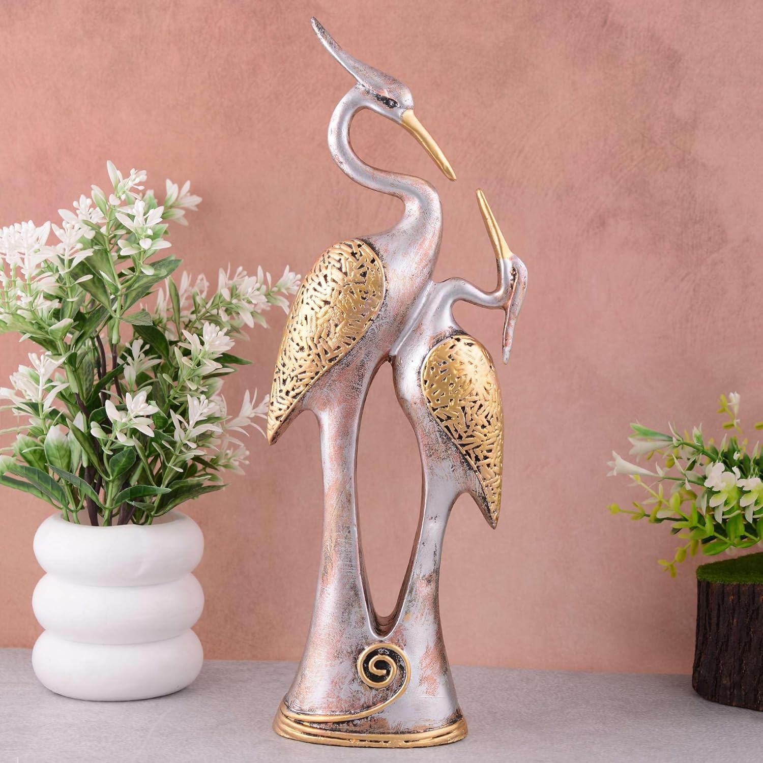 Good Luck White Swan Home Decor Showpiec...