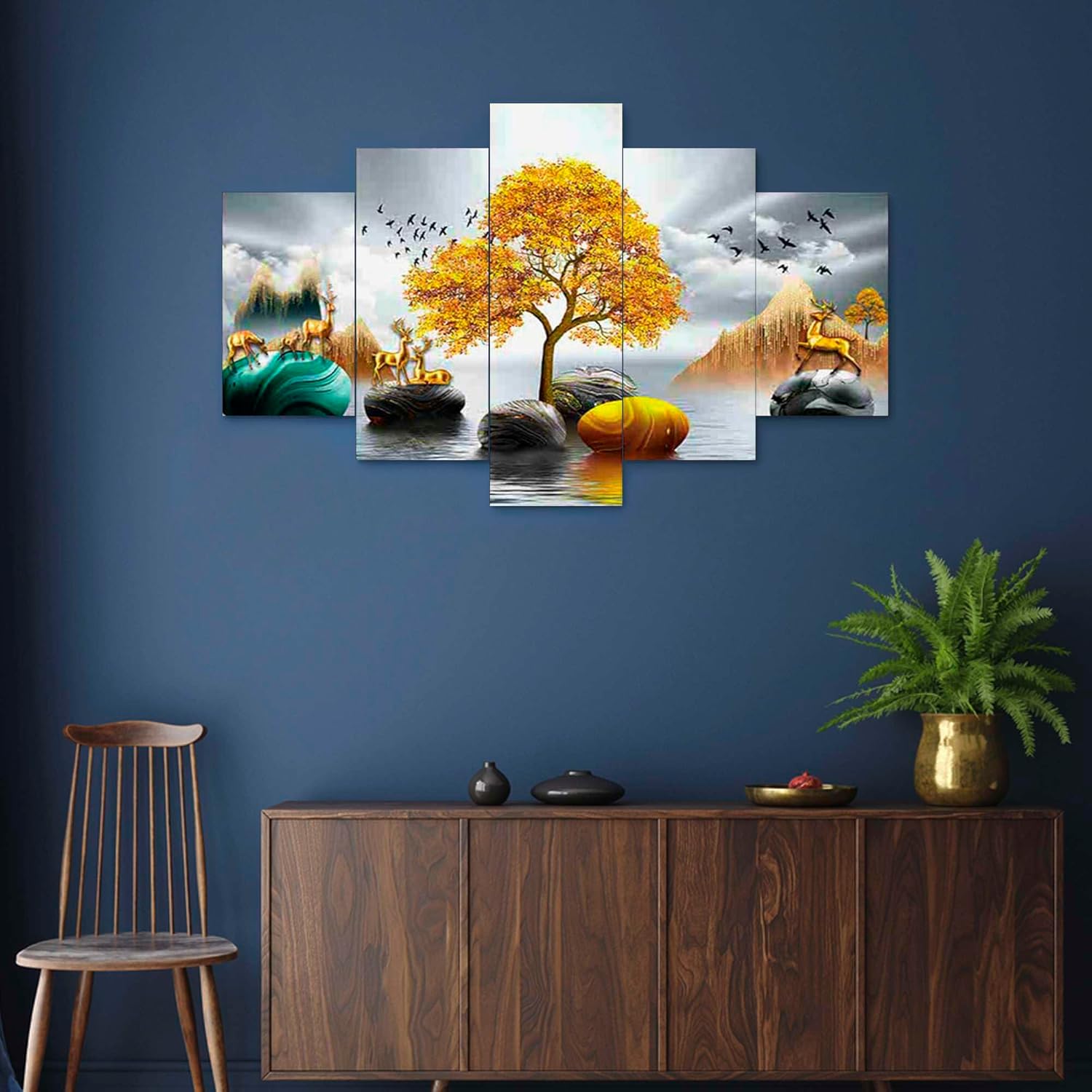 MDF Framed 3D Wall Painting Set of Five...
