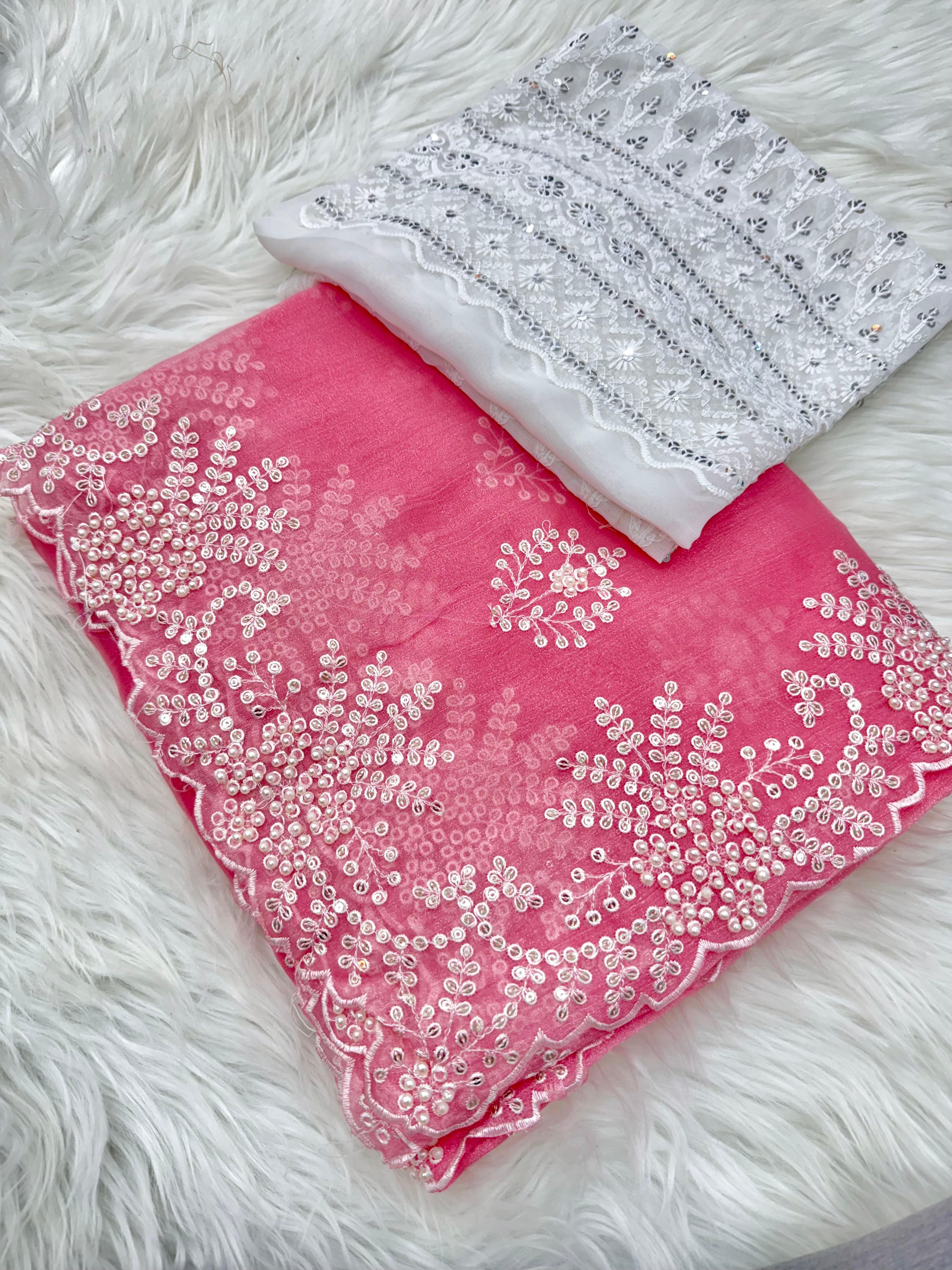 Elegant Fendy Silk Saree with Pearl and...