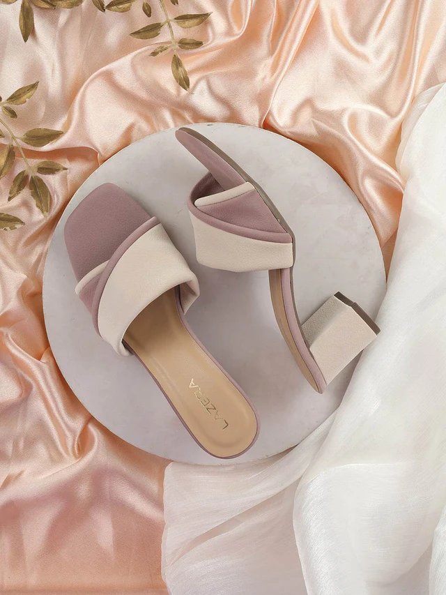 Dual-Tone Textured Block Heels