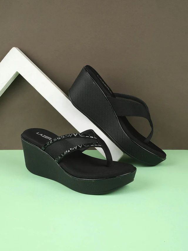 Womens Studded Wedge Flip-Flops