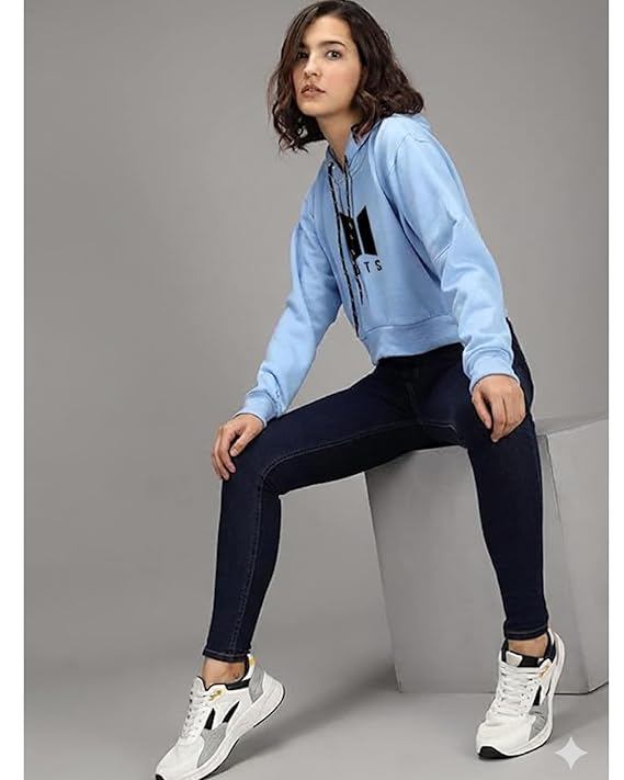 Women's Crop Hoodie Long Sleeve Drawstri...