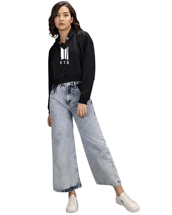 Women's Crop Hoodie Long Sleeve Drawstri...