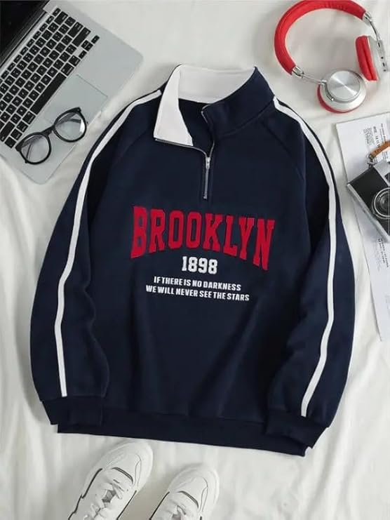 Men’s Collar Chain Cotton Fleece Sweatsh...