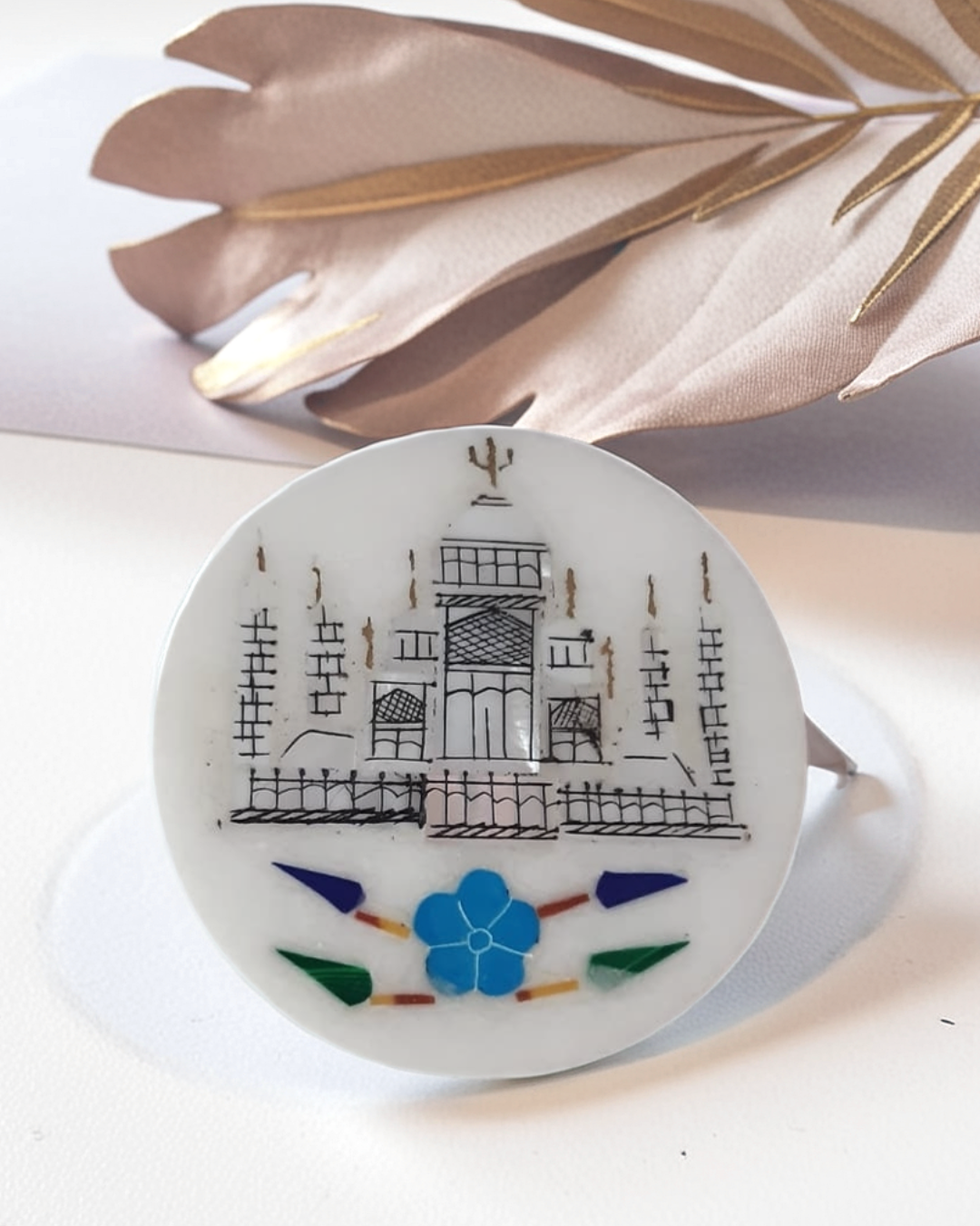 White Marble Magnet Handcrafted With Sem...
