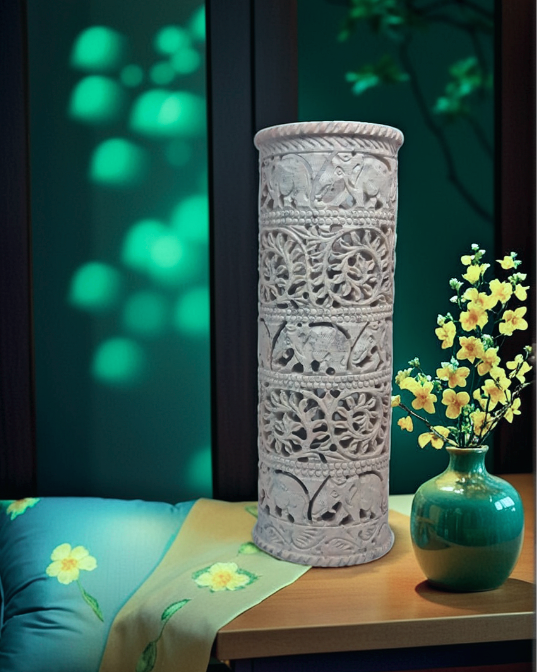 Long Cylindrical Soapstone Marble Home D...