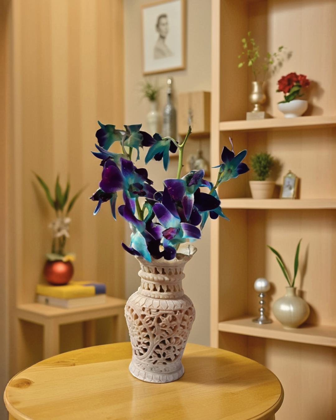 6" Soapstone Marble Flower Vase With Int...