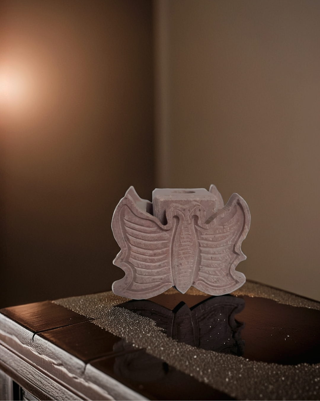 Butterfly Soapstone Marble Candle Stand,...