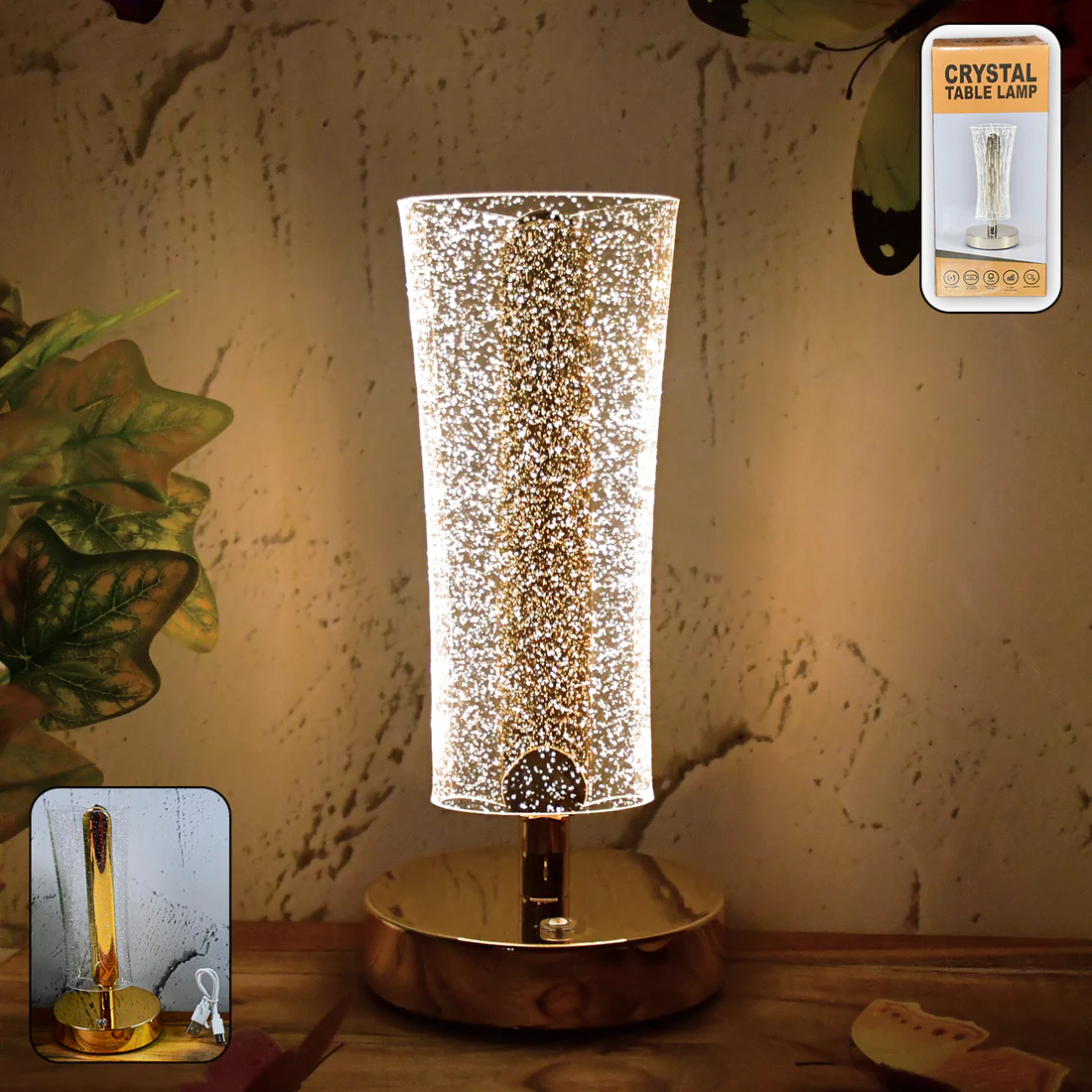 Crystal Table Lamp Sparkle Design Golden...