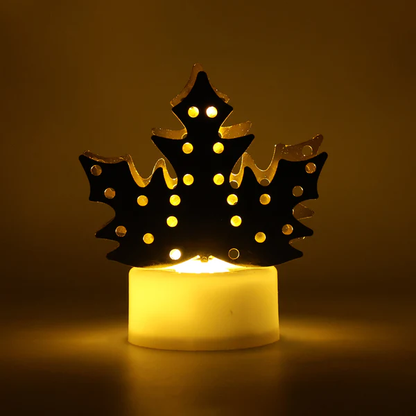 Decorative LED Gold Metal Leaf Diya Lamp...