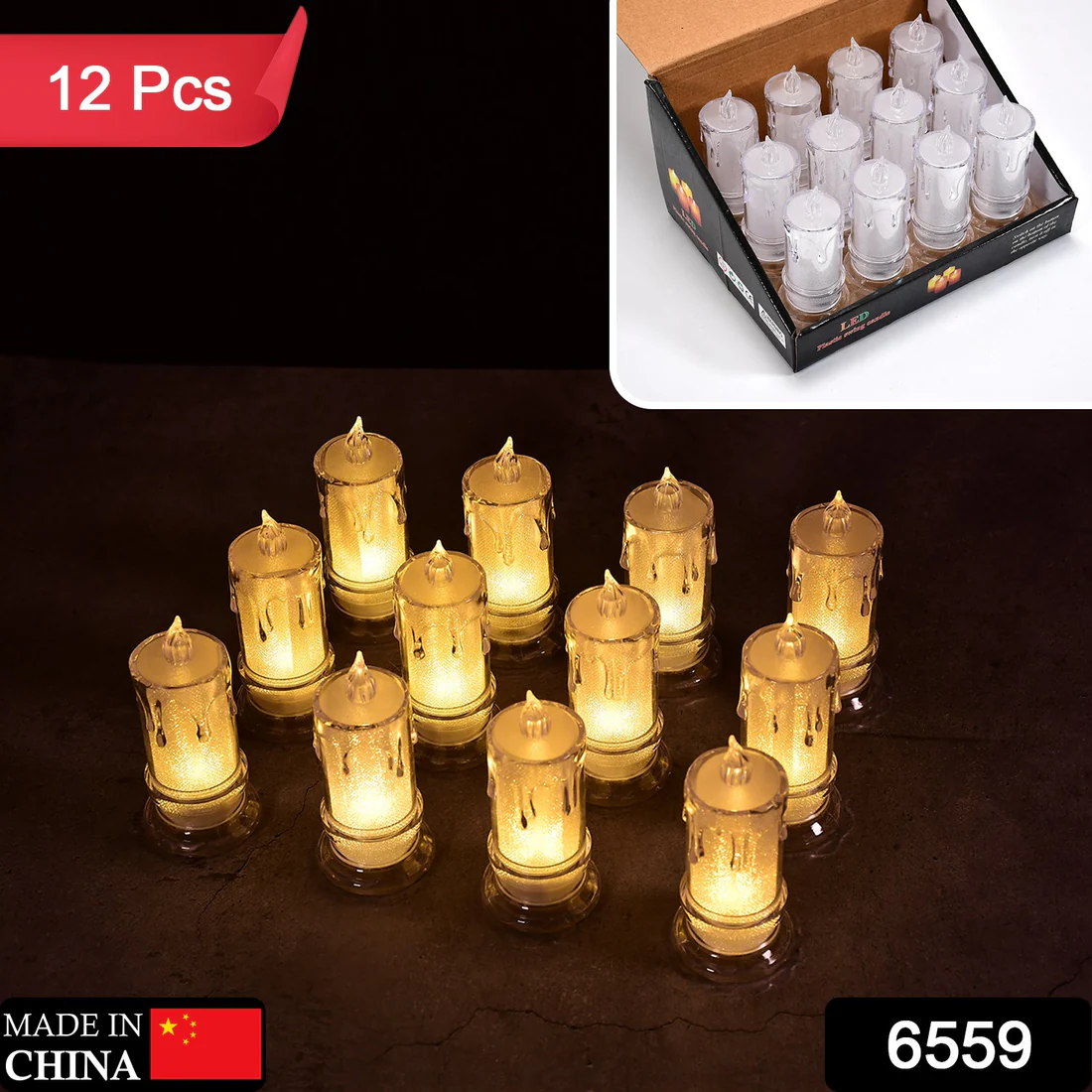 Big Flameless Melted Design Candles Set,...