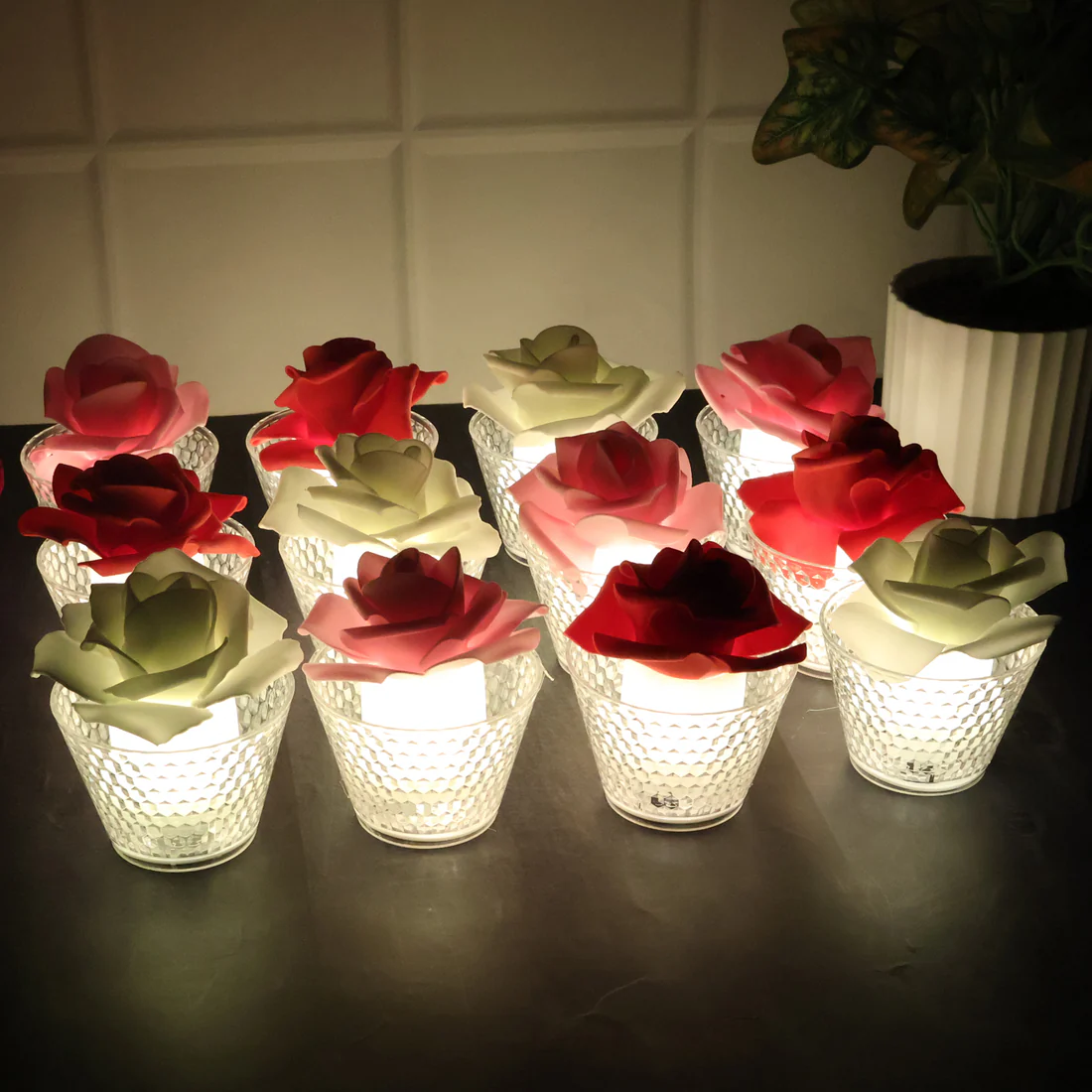 Rose Shaped Decorative Flameless LED Can...