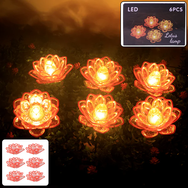Set of 6 Lotus Shaped LED Flameless Deco...