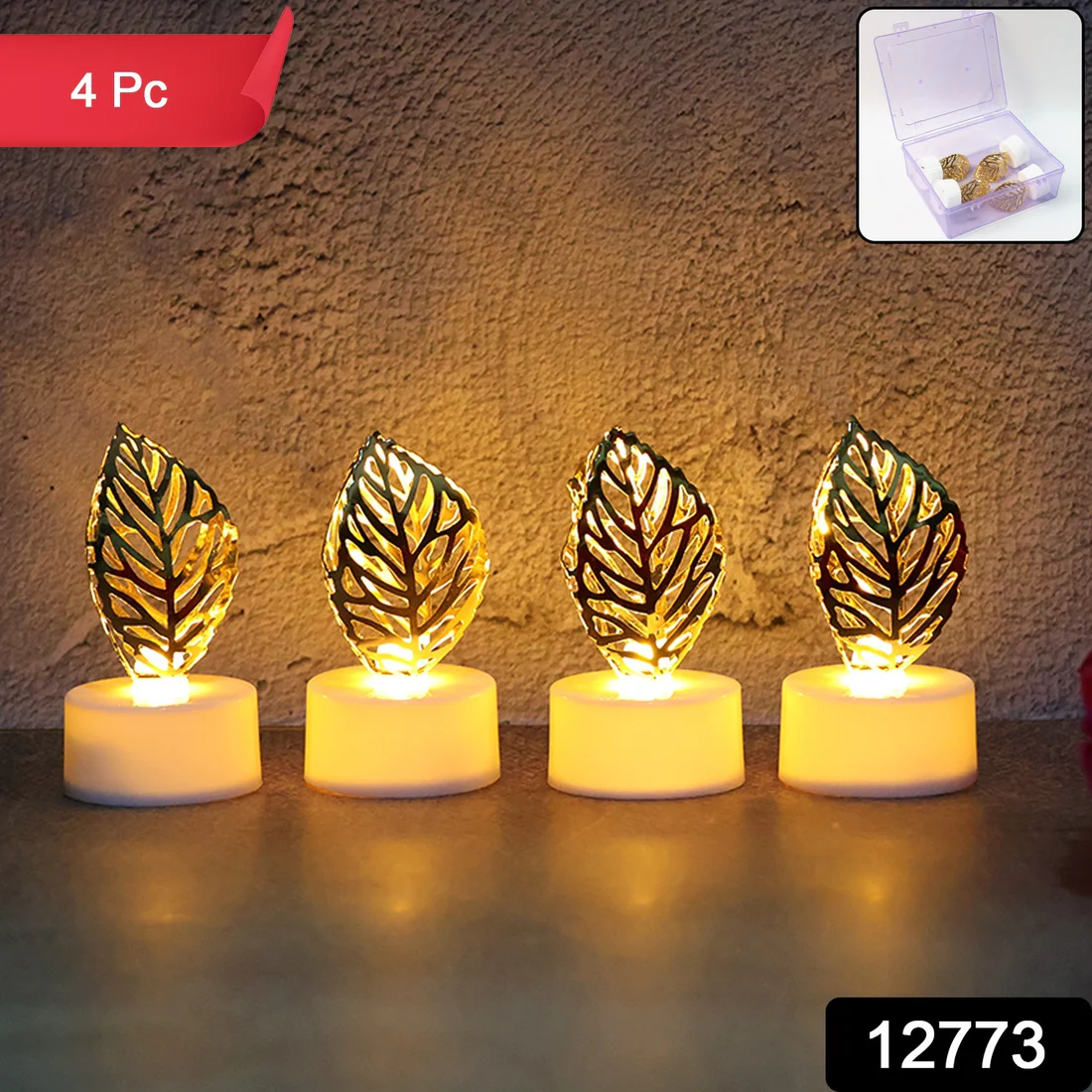 Decorative Golden Leaf Shaped Flameless...