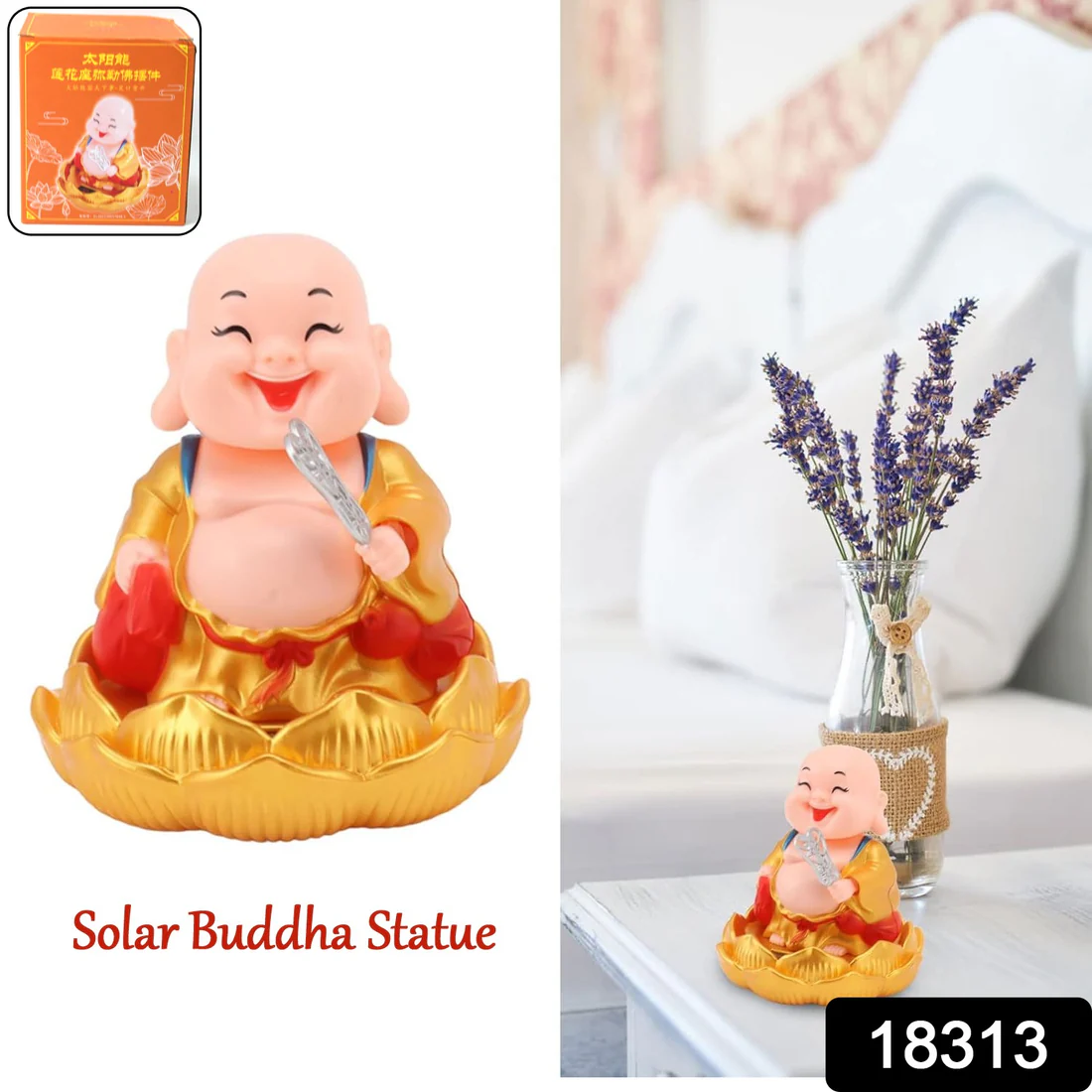 Solar Power Moving Buddha Car Ornament (...