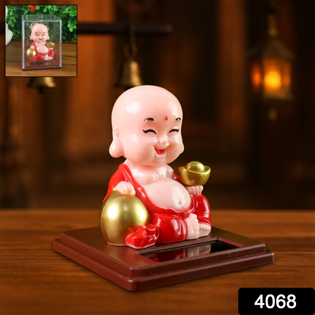 Solar Power Moving Head Buddha Statue Ca...