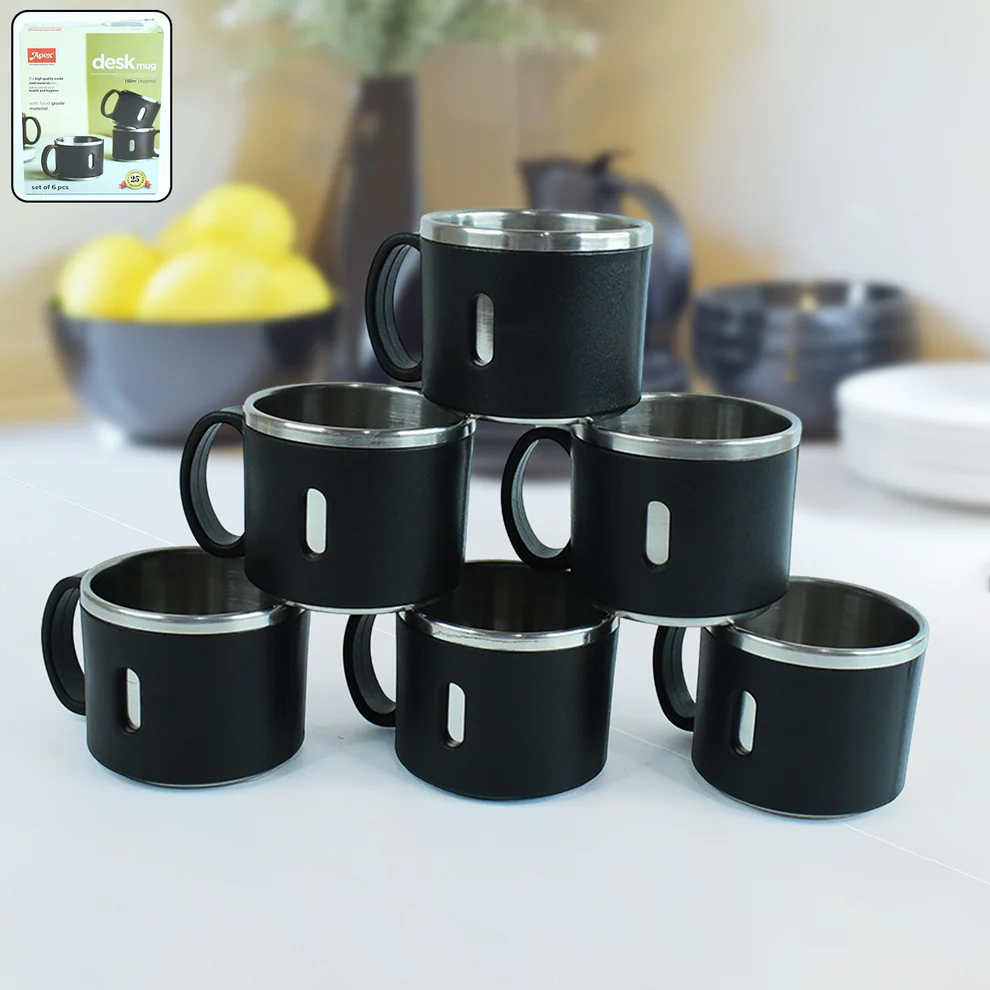 Apex Stainless Steel Desk Mug (6 Pc)