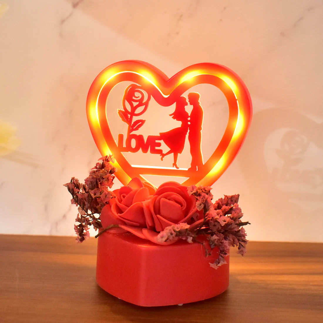 Romantic Heart-Shaped Love Couple Decora...