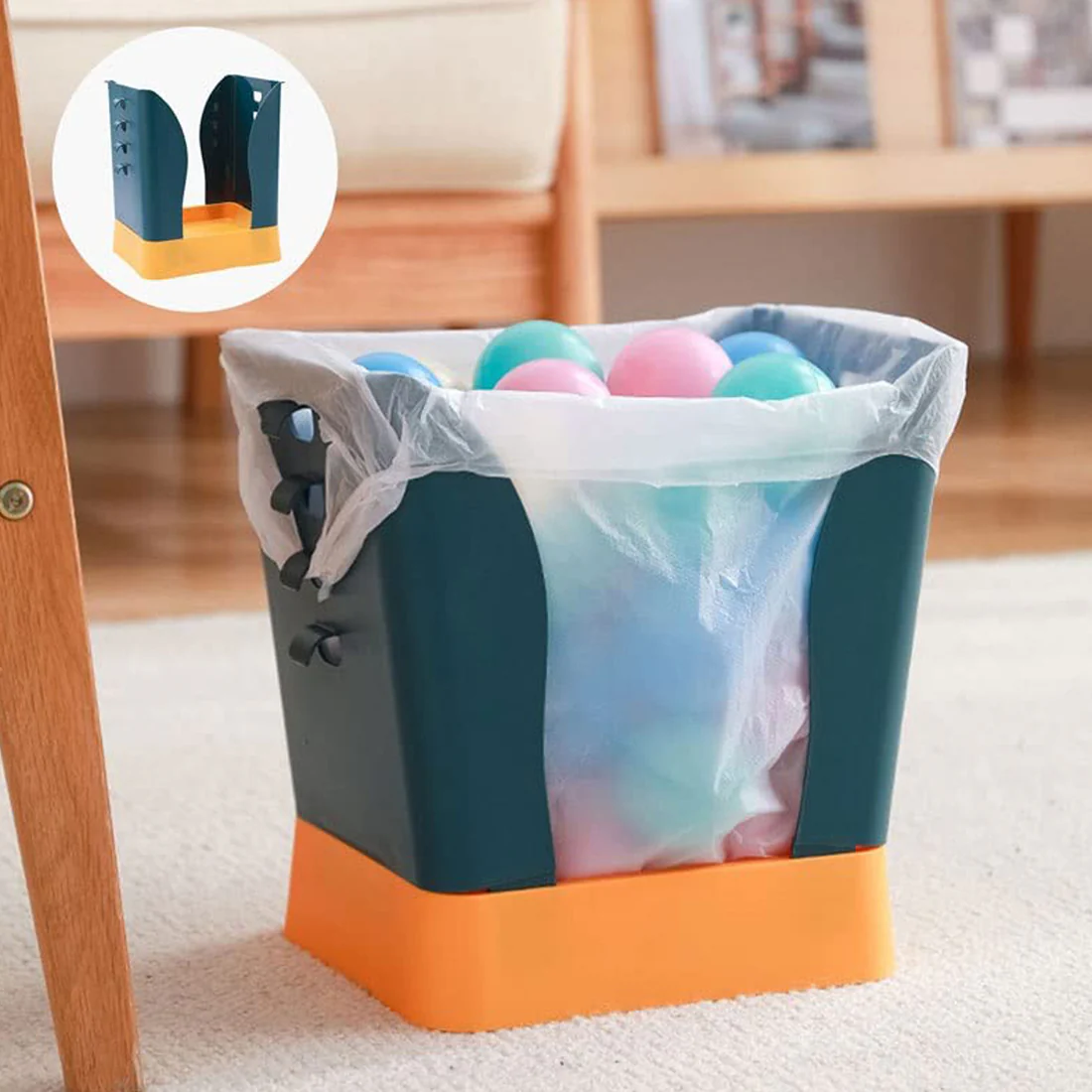 Expandable Trash Can (1 Pc): Plastic, La...