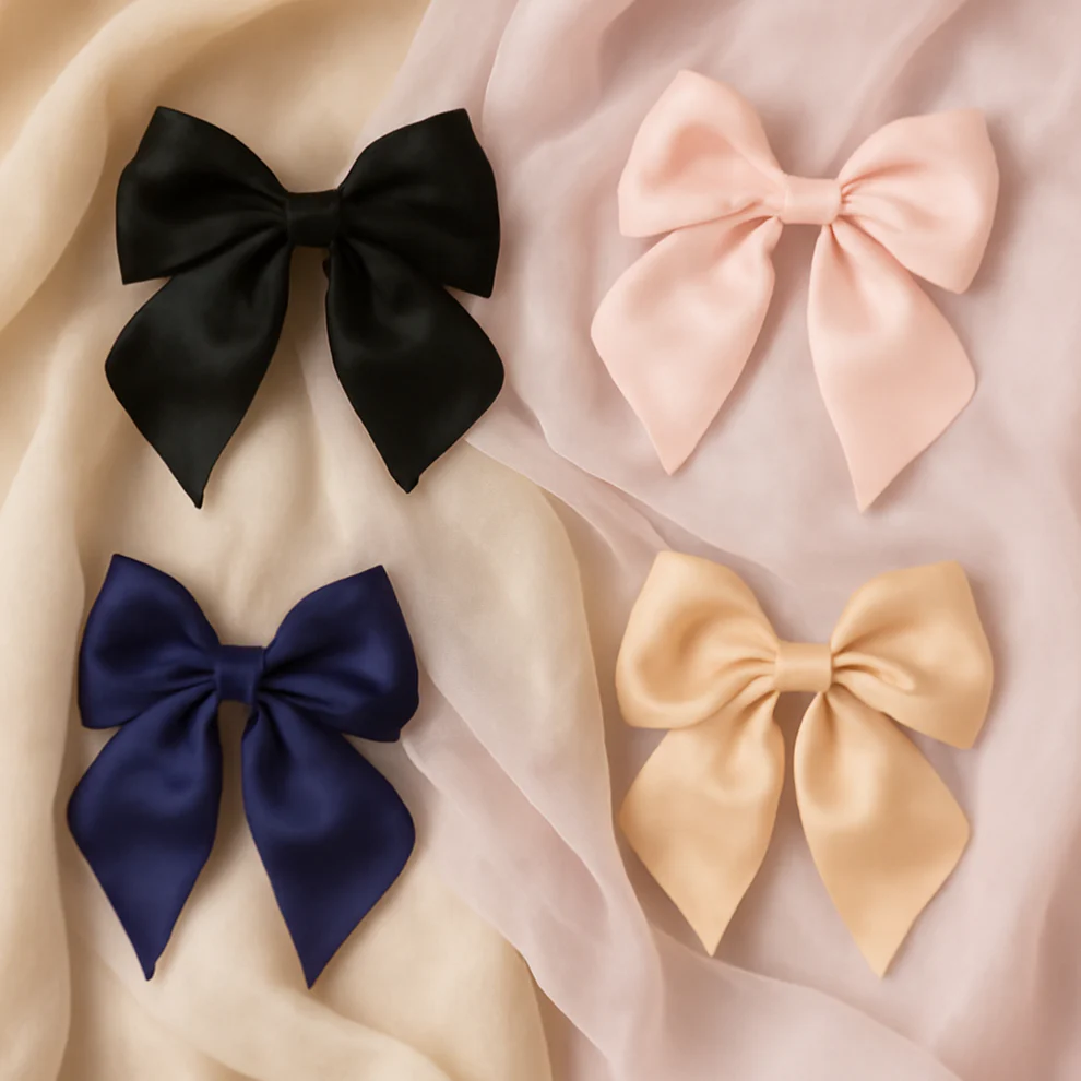 Premium Satin Bow Hair Clip Set for Girl...
