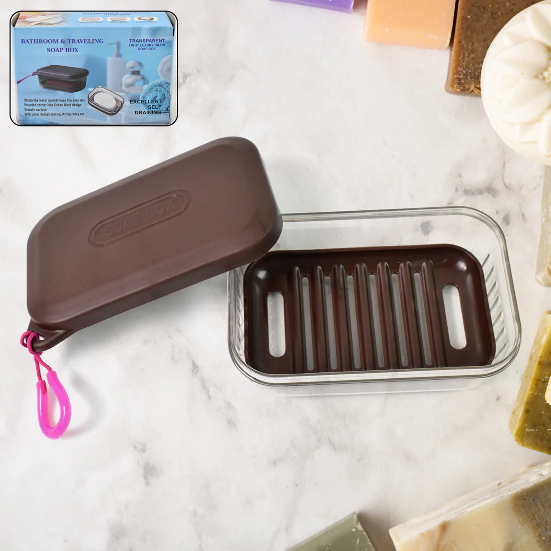 Bathroom & Travel Plastic Soap Box with...