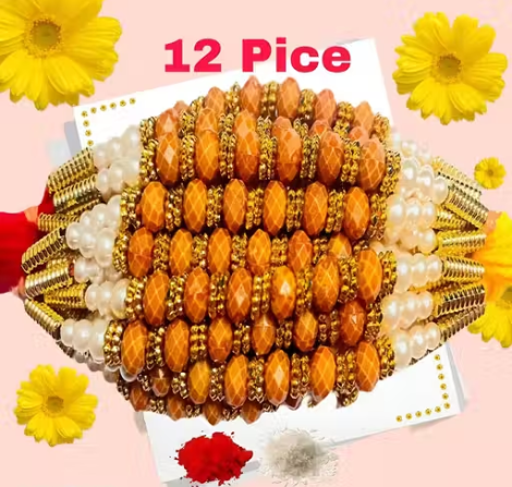 LIGHT 12 pice combo rakhi Golden Brown R...