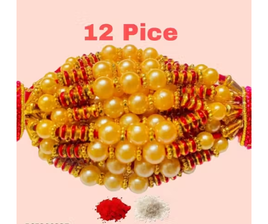 LIGHT 12 pice combo rakhi Golden white r...