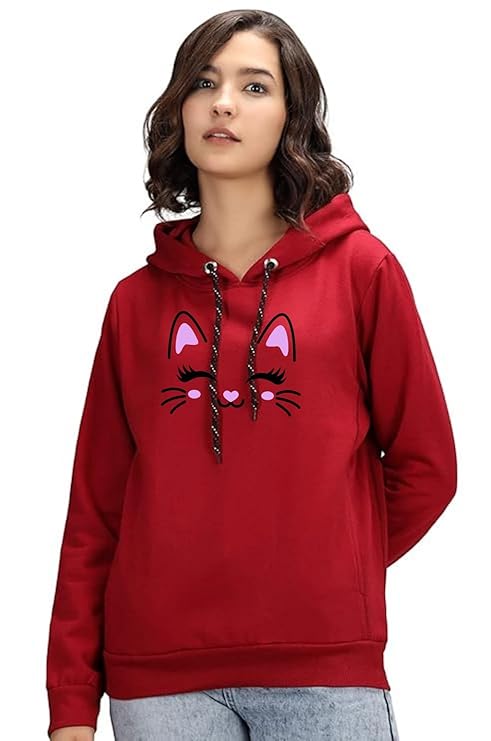 Women Cotton Blend - Cute Hoodies Teen G...