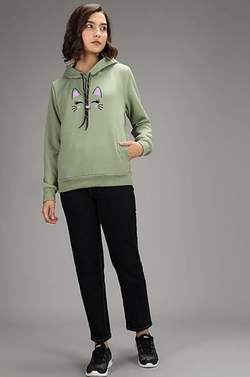 Women Cotton Blend - Cute Hoodies Teen G...