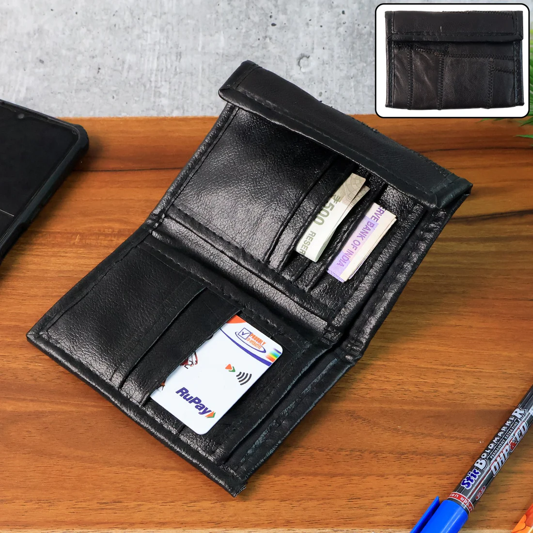 Premium Genuine Bi-Fold Wallet (1 Pc)