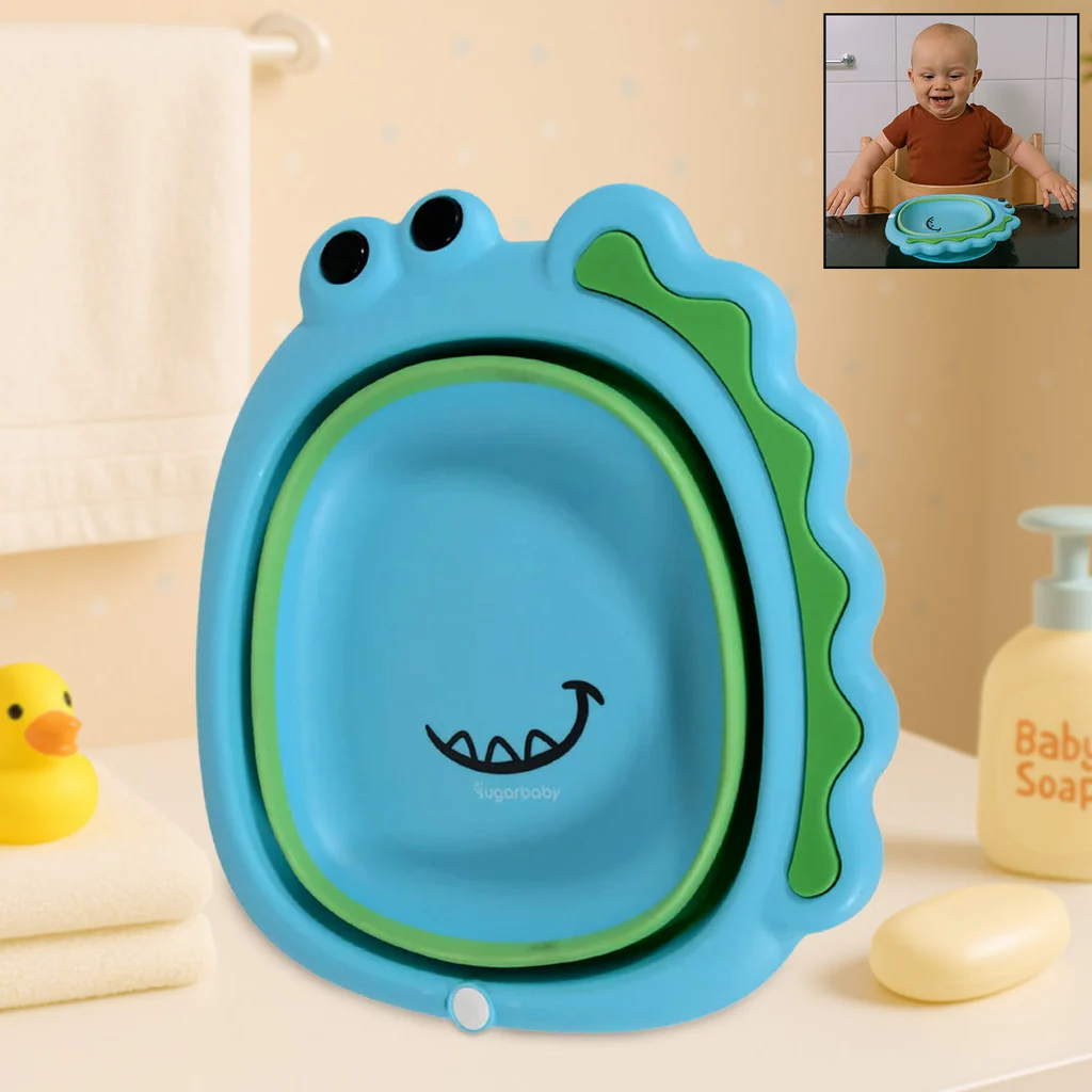 Frog Shape Foldable Baby Wash Basin, Spa...