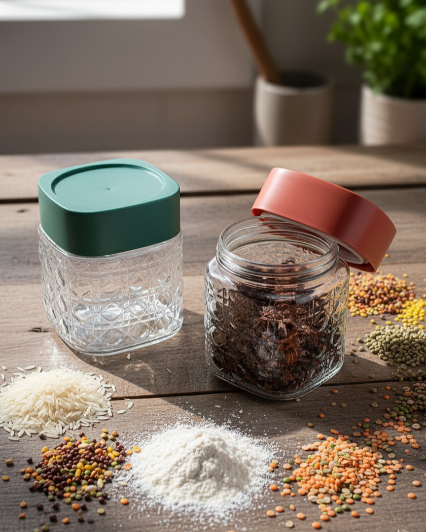 Transparent Glass Jar 700 ml Set of 2 |...