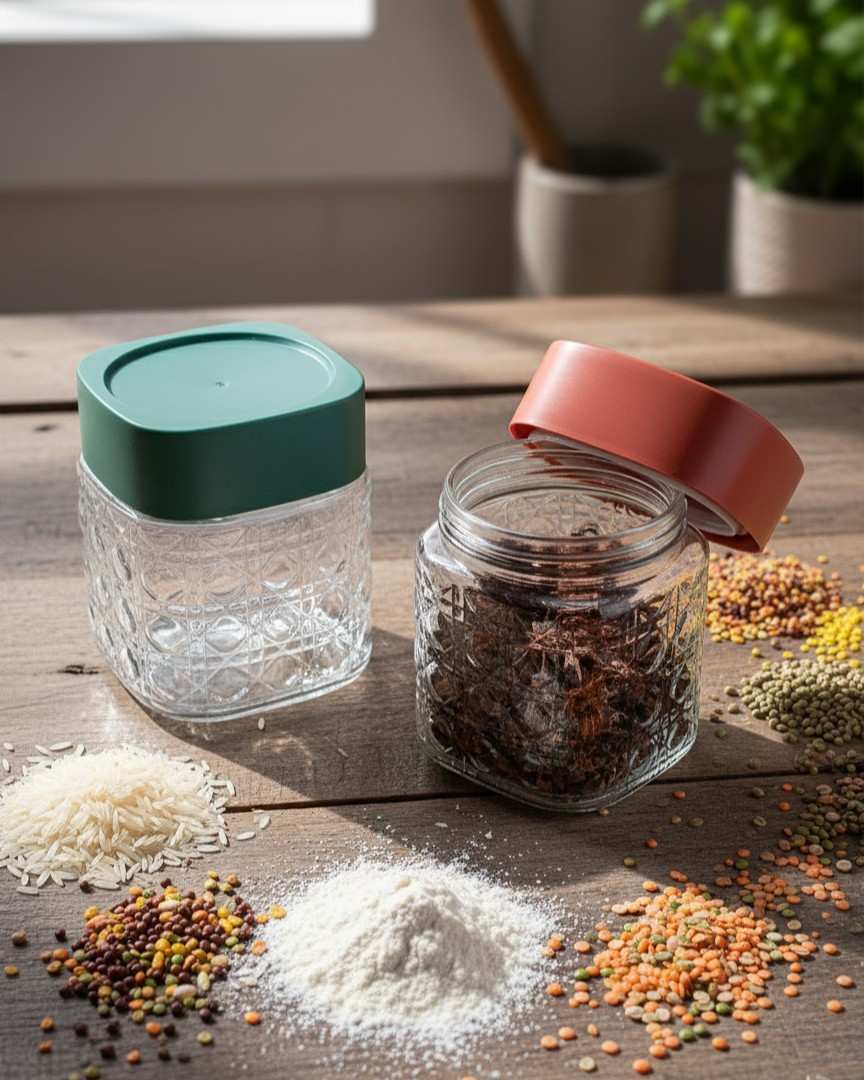 Transparent Glass Jar 700 ml Set of 2 |...