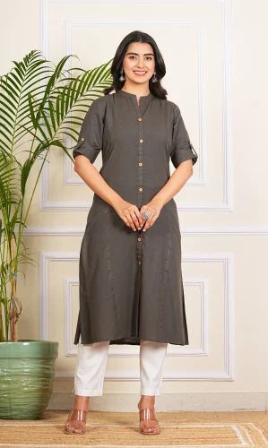 Ladies Blue Cotton Long Kurti