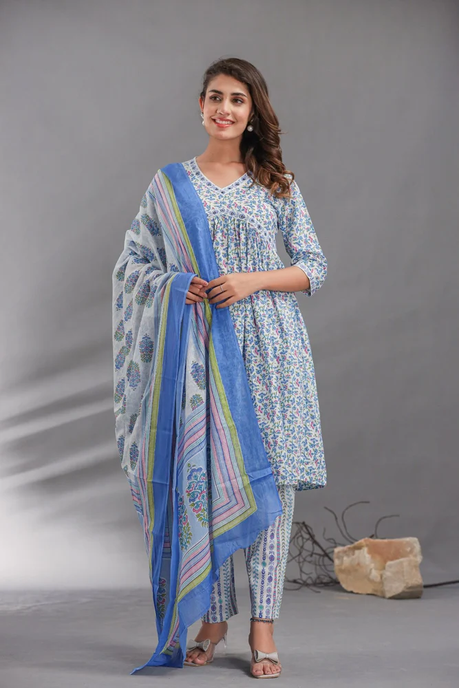 Alia Cut Kurti pant set with Dupatta