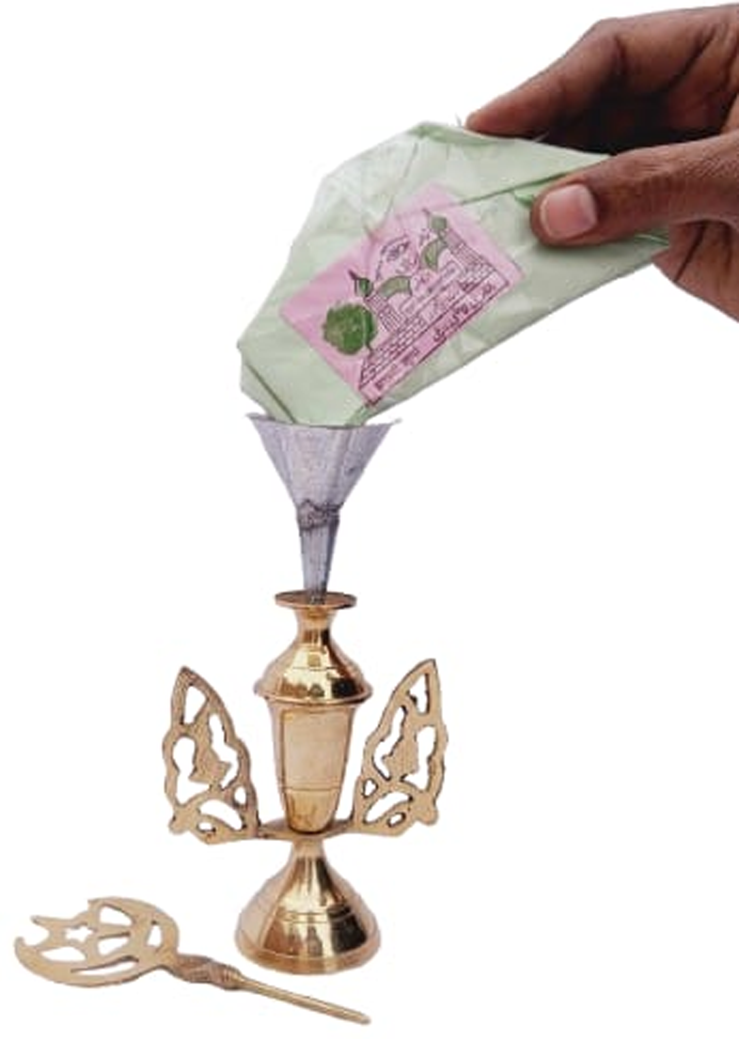 Mii Art Brass Surmedani With Funnel/Kuppi And Surma Use In Eye's Makeup [Size-15-cm]Pack Of-1 Funnel, 2 Surma Packed, 1 Brass Surmedani