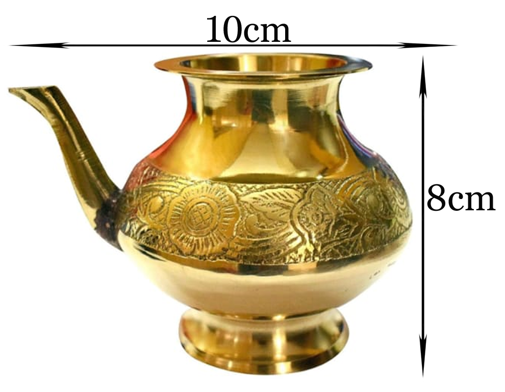 Mii Art Brass Neti Pot Pooja Lota / Karva for Karvachauth & Kalash | Medium Brass Lota 250 ml (Size – 10 cm) | Pack of 1