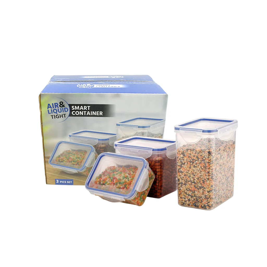 Classics Rectangular Plastic Airtight Food Storage Containers with Leak Proof Locking Lid Storage container set of 3 Pc