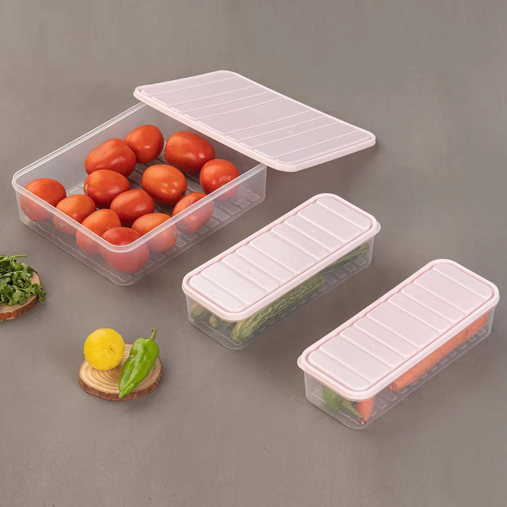 Plastic Food Storage Container for Fridge, fridge storage boxes with Lid Stackable Fridge Storage Containers freeze organizer items and storage, vegetable storage box for fridge,