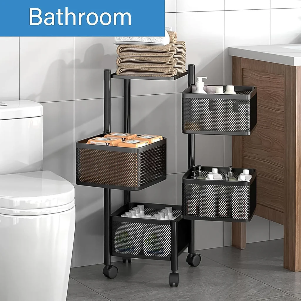 Metal Square High Quality Kitchen Trolley with Wheels