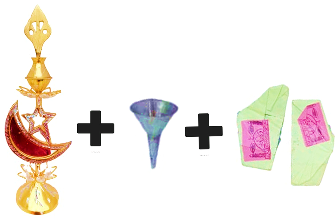 Mii Art Brass Surmedani With Funnel/Kuppi And Surma Use In Eye's Makeup [Size-30-cm] Pack of - 1 Funnel, 2 Surma Packed, 1 Brass Surmedani