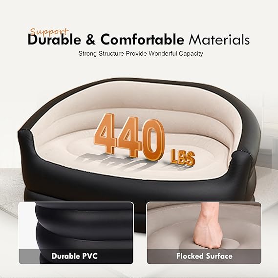 Comfort Outdoor and Indoor Portable & Inflatable Double Size Air Sofa With Electric Air Pump