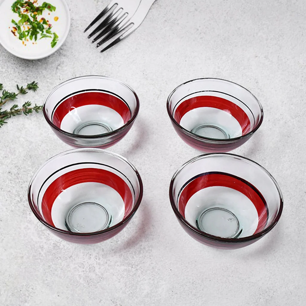 Healthy Choice Set Of 4pc Ceramic Cup And 4pc Glass Bowl With Plastic Plate