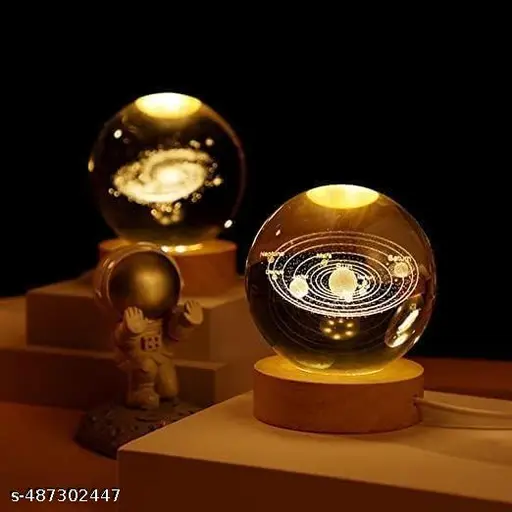3D Crystal Ball Solar System LED Light,...