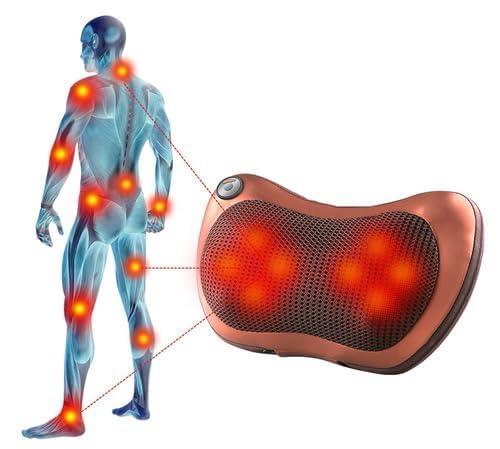 Back & Neck Massager with Heat | Deep Tissue Electric Massage Pillow for Pain Relief – Home, Car & Office Use