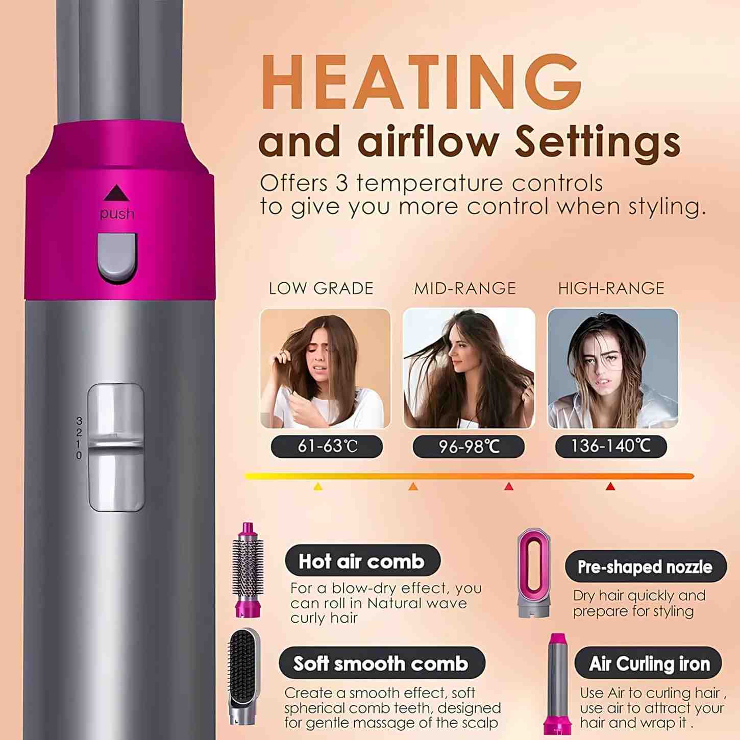 5 in 1 Hot Air Brush Hair Dryer & Volumizer