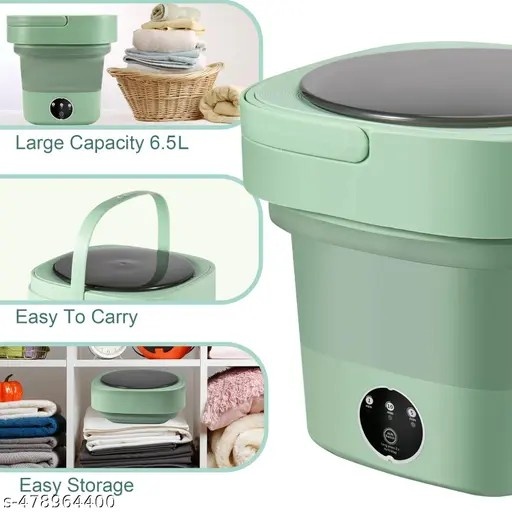 Portable Mini Foldable Washer And Spin Dryer With Small Foldable Bucket Washer For Camping, RV, Travel, And For Small-Spaces