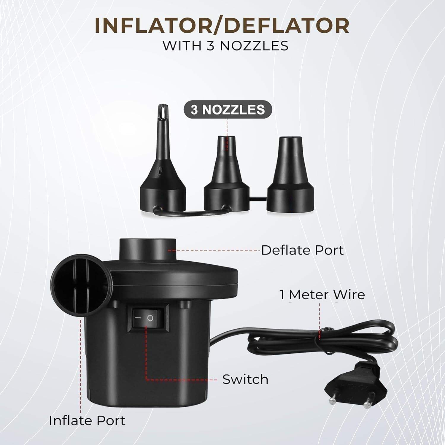 Outdoor Folding Lounger Flocking Lazy Couch, 2-in-1 Lounge Bed Set Portable Recliner with Air Pump